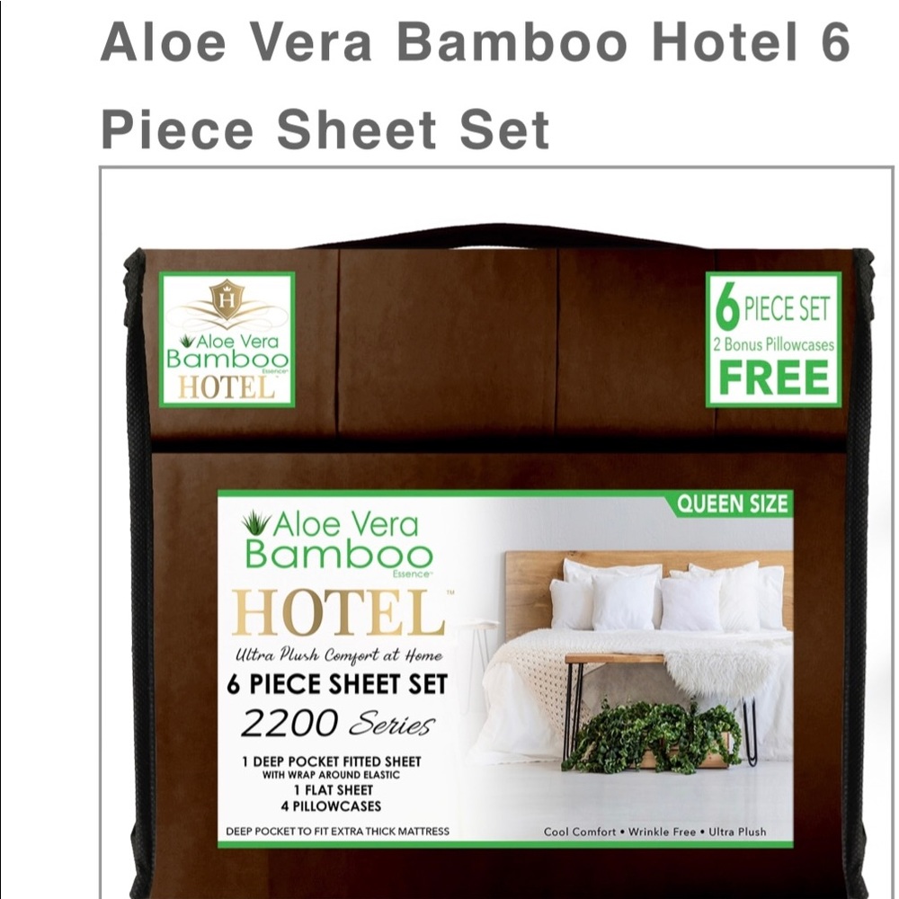 Aloe Vera BAMBOO 6 pc Hotel Sheets